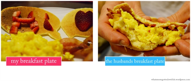 wife vs. husband : the breakfast plate